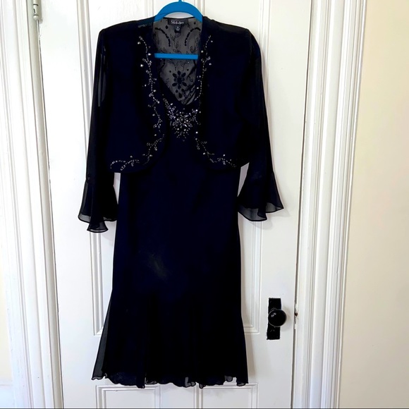 Black dress with shall - S.L fashions - Size 16 - Picture 1 of 4